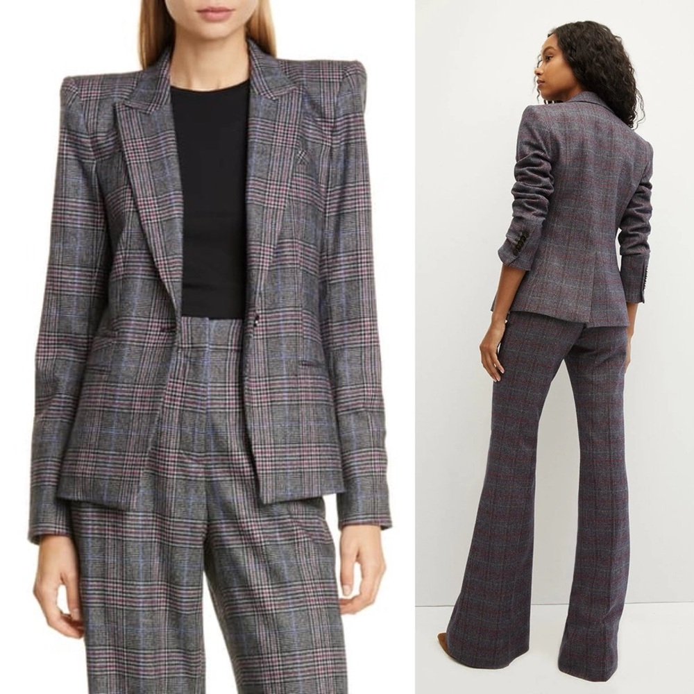 Veronica Beard Plaid Wool Brock Blazer Tuli Wide Pants Set